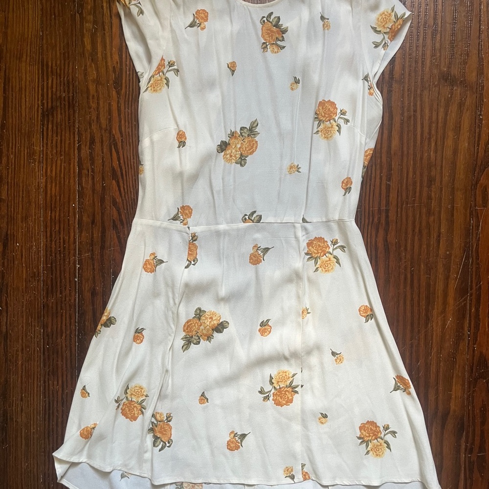 Reformation Orange Tie Front Sundress with Flutter Cap Sleeves